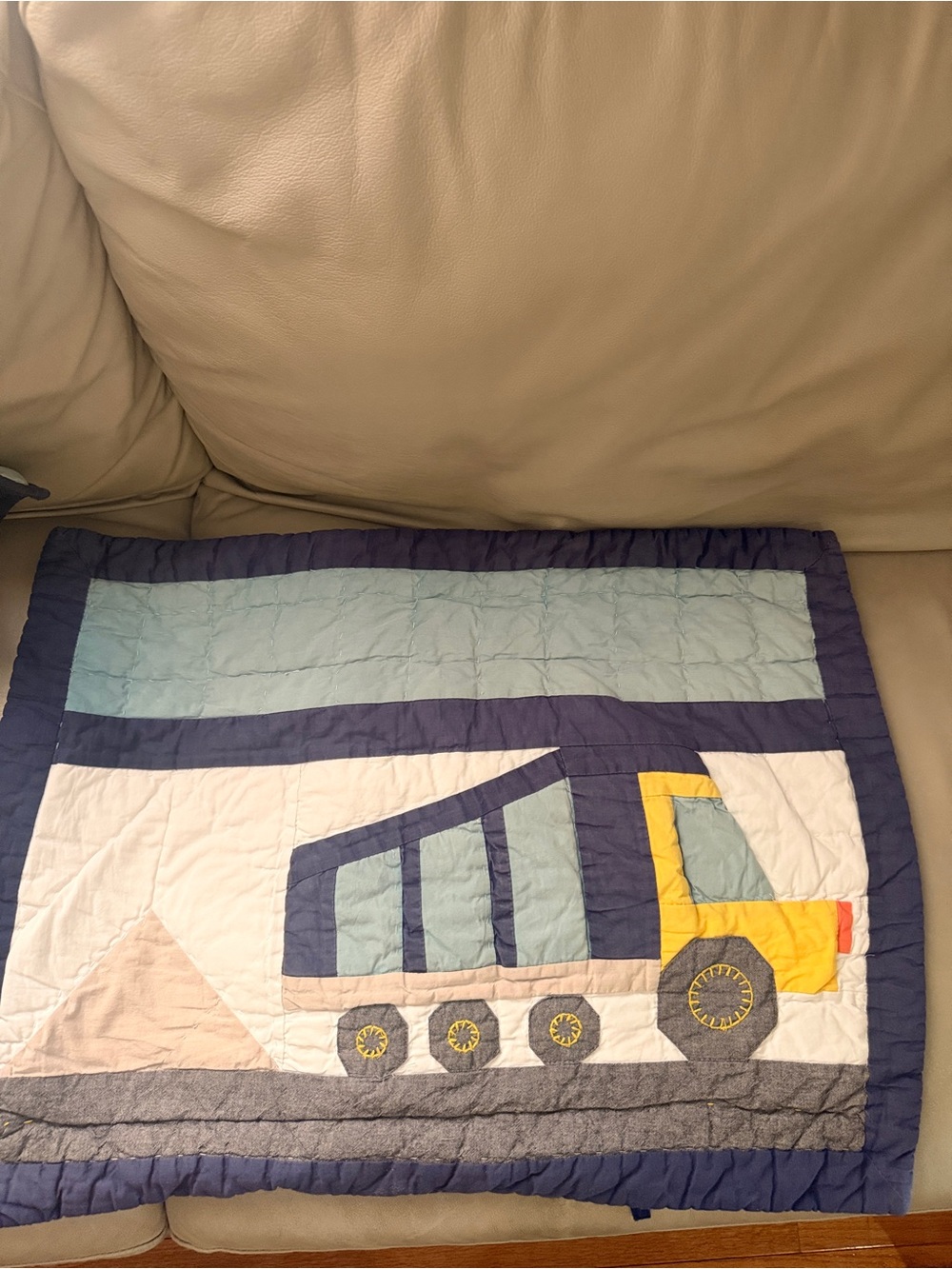 Pottery Barn Kids navy blue cotton quilted pillowcases (mismatched pair)